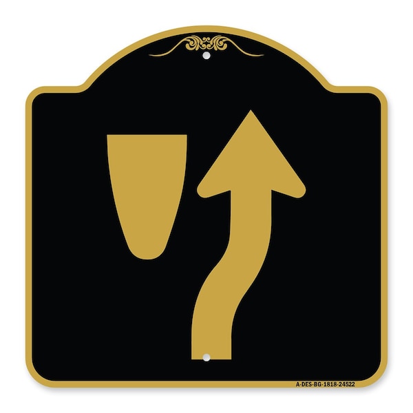 Designer Series Sign-Beware of Curb Graphic, Black & Gold Aluminum Sign, 18" x 18", BG-1818-24522
